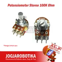 Potensiometer Potensio Stereo 100K Ohm 6pin 6 pin 6p 6 Kaki