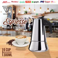 Espresso maker 6 cup / moka pot stainless 6cup / teko kopi stainless