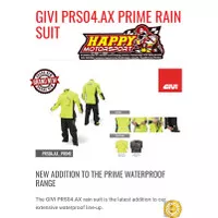 Jas hujan rain suit merk Givi original Italy type PRS04 black yellow