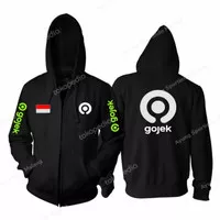 Jaket Jamper Jumper Sweater Hoodie Zipper Logo Gojek Baru Bordir