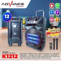 Speaker Aktif 12" ADVANCE K1212 Portable 2 Mic Wireless Karaoke K 1212