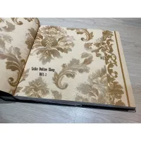 Wallpaper Dinding Motif Bunga Batik Besar Coklat Silver Gold MerahBiru