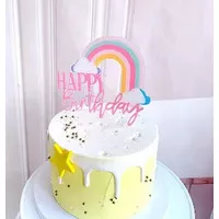 Cake Topper Penghias Kue Ulang Tahun Ultah Tart Happy Birthday Pelangi