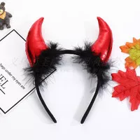 HBDV bando devil iblis devilman tanduk bulu headband halloween cosplay