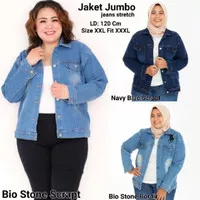 Jaket Jeans Wanita Jumbo XXL fit XXXL . Jaket Jeans Jumbo