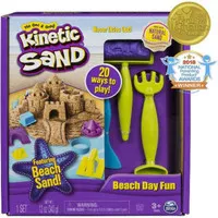 Kinetic Sand Beach Day Fun Playset with Castle Molds Pasir Kinetik