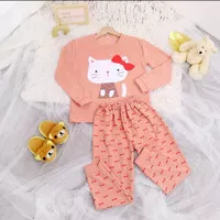 HK baju tidur anak Hello Kitty / setelan anak Hello Kitty / baju tidur - Pink Muda, 10 panjang