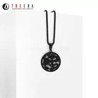 Kalung Pria Cowok Titanium Keren Stainless Anti Karat Black