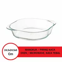 Piring Mangkok Saji Oven Microwave Kaca Tahan Panas Tebal Glass Dish