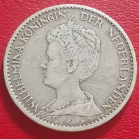 Uang Koin Perak Kuno 1 G Wilhelmina Mantel Tahun 1913 A2 Silver Coin