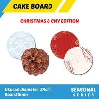 CAKEBOARD SEASONAL/XMAS/CNY/ 24CM (TATAKAN KUE BULAT)