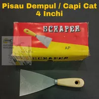 Pisau Dempul Gagang Kayu 4 Inch / Scraper Kapi Kape Cat Dempul 4"