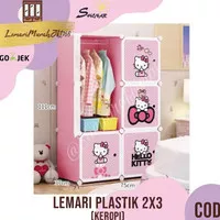 LEMARI PAKAIAN PLASTIK 2X3 LEMARI ANAK KARAKTER-HELLO KITTY,SHENAR -