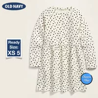 Old Navy Girl Dress LS French Terry Skater White Dot Branded Original - XS 5