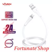 Kabel Data USB Micro SM 100CM VIVAN Fast Charging 2A Flat Design