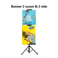 2 susun & 2 sisi Tripod Stand Display Banner Poster