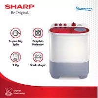 Sharp Mesin Cuci ES-T77DA-RK/BK 7kg Dolphinwave Series