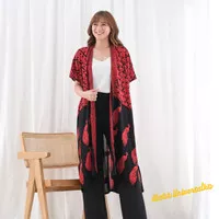 Long Kimono Outer Batik Modern. Long Cardigan Jumbo Big - Peacock