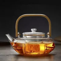 Japanese Infuser Glass Tea Pot Teko Teh Kaca Gagang Bambu 800ml