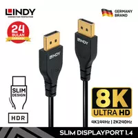 Kabel DisplayPort LINDY Slim DP 1.4 8K 60Hz 2K 240Hz HDR, Black