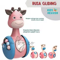 KIDS HEAVEN - Mainan Rattle Teether Tumbler Bentuk Rusa Untuk Edukasi - Merah Muda