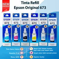 Tinta Refill Epson Original 673 t6732 Cyan 70ml, Tinta Refill Printer