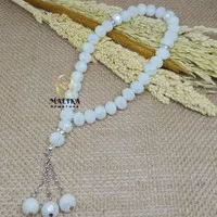 TASBIH BATU GIOK PUTIH MODEL CUTTING 33 BUTIR 10MM 100% NATURAL