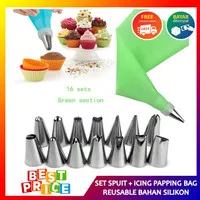 Set Spuit + Icing Pipping Bag Cream Bahan Silikon