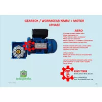 worm gear/ gearbox/ AERO NMRV 030 RASIO 7.5-50 + 0.25HP 0.18KW 1phase