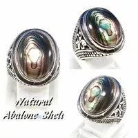 Natural Fosil Kerang Abalone Shell Cincin Batu Akik Pria Wanita