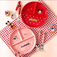 1pc Piring Sekat 3 Mickey Minnie Original Disney Mangkuk Gift Kado