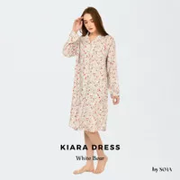 Piyama Dress Rayon Lengan Panjang /Baju Tidur Premium -Kiara WhiteBear