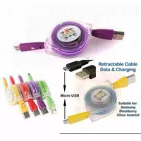 kabel data roll tarik micro USB bisa nyala