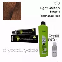 Loreal Inoa Cat rambut 5.3 light Golden brown dan oxidant 60ml pewarna