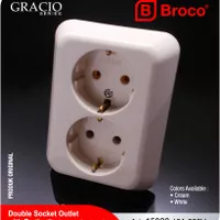 Broco Gracio stop kontak arde double socket cream 15320 IB 2 lubang