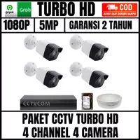 PAKET CCTV 4 CHANNEL 4 CAMERA 5MP TURBO HD 1080P IC SONY KAMERA CCTV