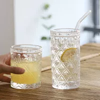 ANTIQUE Korean Aesthetic Coffee Glass / Gelas Kopi Cafe Estetik Kaca