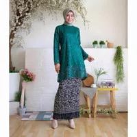 SETELAN KEBAYA TUNIK BROKAT JUMBO WARNA HIJAU BOTOL / KEBAYA MODERN