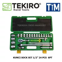 TEKIRO Kunci Sock Set 1/2" 24 PCS 6PT / Socket Set 1/2 INCH 24 PCS 6PT