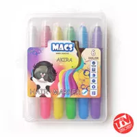 Crayon Macs Hair Marker 6 Glitter Colors (Pewarna Rambut Washable)