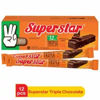SUPERSTAR TRIPLE CHOCOLATE (12 PCS x 18GR) - SNACK WAFER LAPIS COKLAT