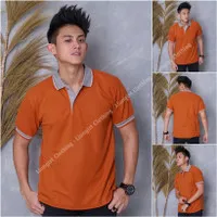 Kaos polo Unisex Merah Bata Kerah Abu / Kaos Kerah / Poloshirt