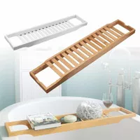 Wooden Bathtub Caddy Tray Rak Nampan Tatakan Bathtub Bath Tub Kayu