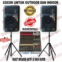 Paket Speaker Aktif 15 Inch Speaker HUPER JS10+Mixer 8 Chanel Usb