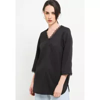 LLACES Clothing - Blouse Wanita - Lacey V-Neck Long Sleeve - Black