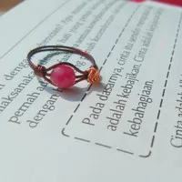 Batu Pink Ruby Afrika Natural Cincin Tembaga Handmade