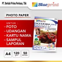 Kertas Foto A4 Glossy Photo Paper BLUEPRINT A4 120 gsm - Isi 50 Lembar