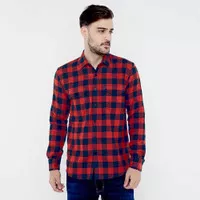 Kemeja Flanel Merah Kombinasi Original Flannel Shirt Premium