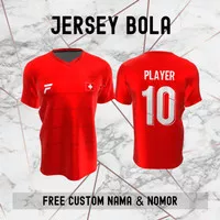 Jersey Swiss Timnas Negara Bola Kaos Custom Nama dan Nomor Punggung 83