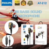 Handsfree Headset Earphone Philips AT-212 Plus Mic Stereo Suara Bagus